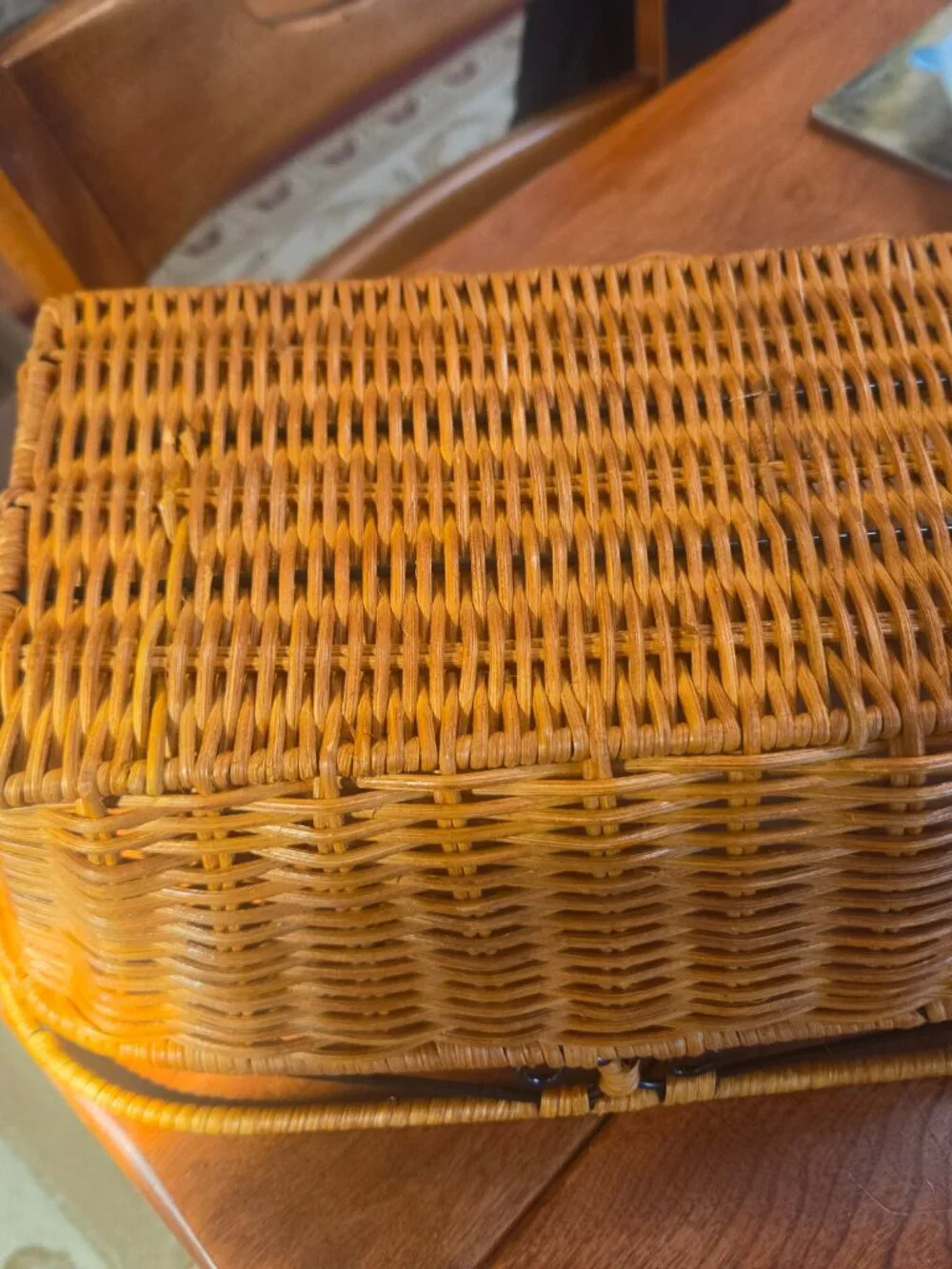 princess house woven rattan basket metal frame